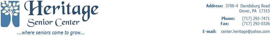 Heritage Senior Center online shop